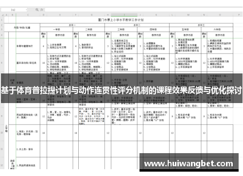 基于体育普拉提计划与动作连贯性评分机制的课程效果反馈与优化探讨